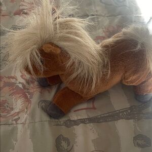 Plush Brown Pony with Fluffy Blonde Mane